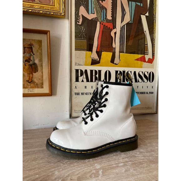 White Vinyl Doc Marten Boots Sz ladies 8 - Picture 5 of 6
